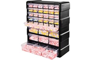 Elevon Hardware and Craft Cabinet 14.8" W x 6.3" D x 18.7" H, 39 Drawers, Black