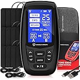 TENS Unit Muscle Stimulator Ergo Machine for Pain Relief and Muscle Recovery, Electronic EMS Pulse Massager, Medical Grade & Pain Management, Black