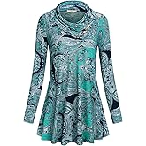 Miusey Women's Long Sleeve Cowl Neck Form Fitting Casual Tunic Top Blouse