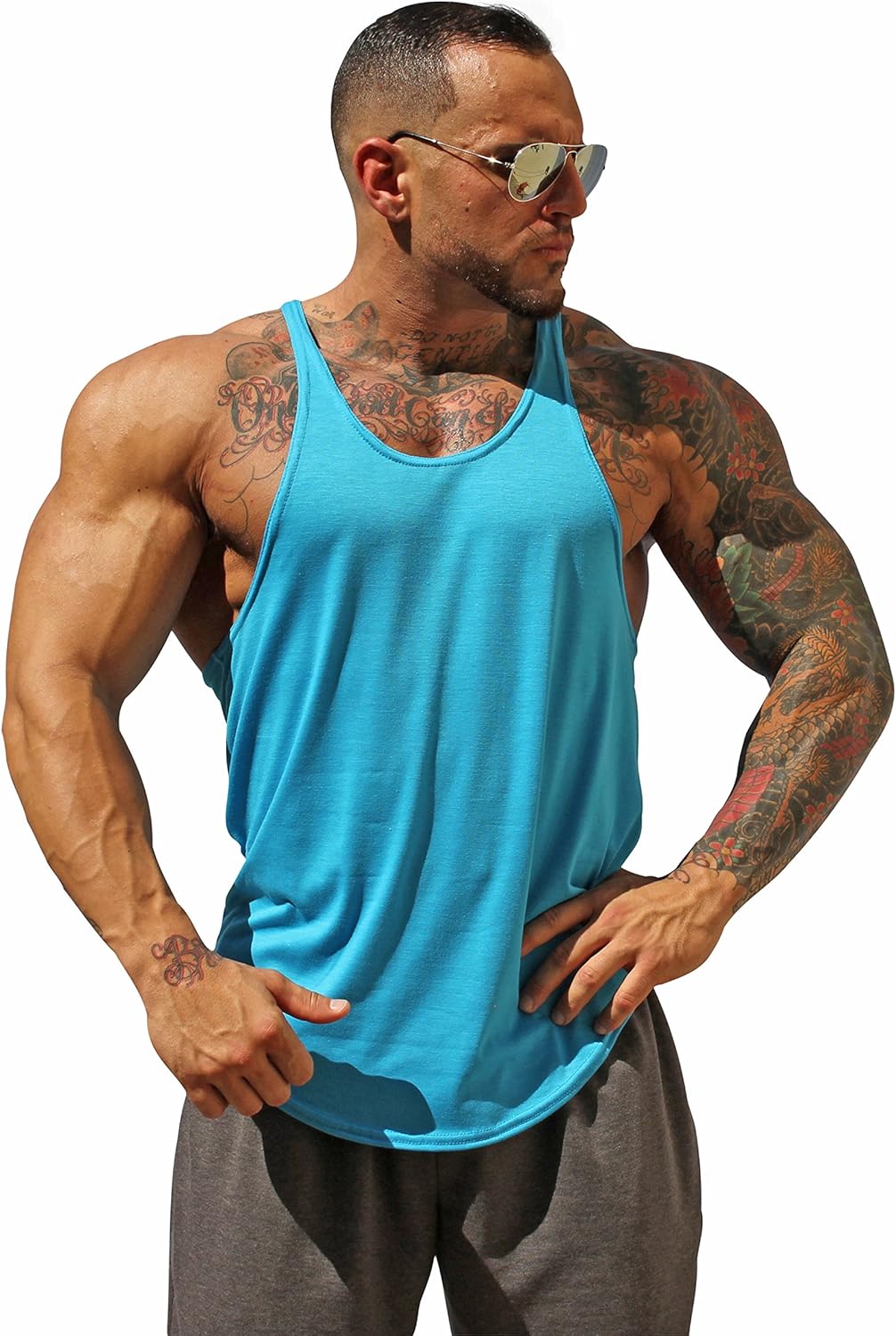 Physique Bodyware Mens Y Back Stringer Tank Top. Made in America: Clothing