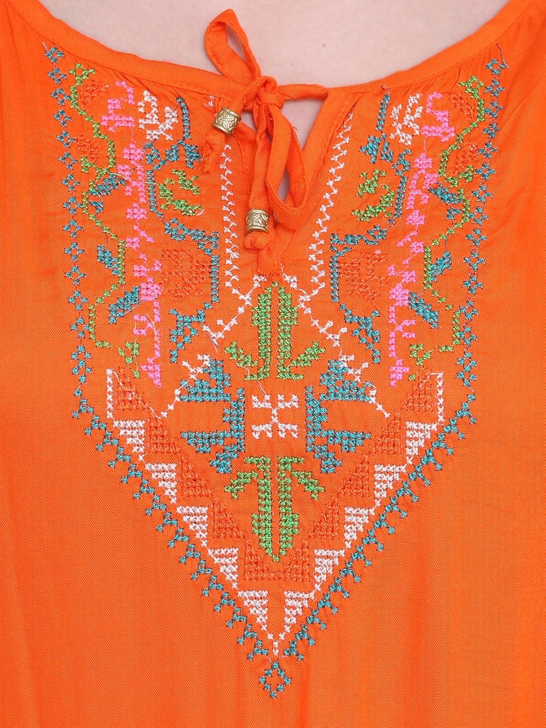 papsara orange rayon slub women's long top