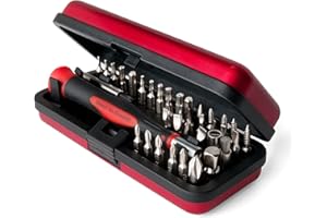 StewMac Guitar Tech Screwdriver Set – 36-Piece Bit Set for Guitar Hardware – Compact No-Spill Case – Magnetic Easy Grip Handle with Extender – Professional Luthier & Repair Tool Kit