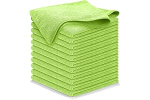 USANOOKS Microfiber Cleaning Cloth Light Green - 12 Packs 12.5"x12.5" - High Performance - 1200 Washes, Ultra Absorbent Towels Weave Grime & Liquid for Streak-Free Mirror Shine - Car Washing Cloth