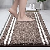 PURRUGS Bathroom Rug Non-Slip Machine Washable 20" x 30", Super Absorbent and Quick Dry Shaggy Microfiber Bath Mat, Extra Soft and Plush Bath Rug for Bathtub, Shower, and Sink, Brown