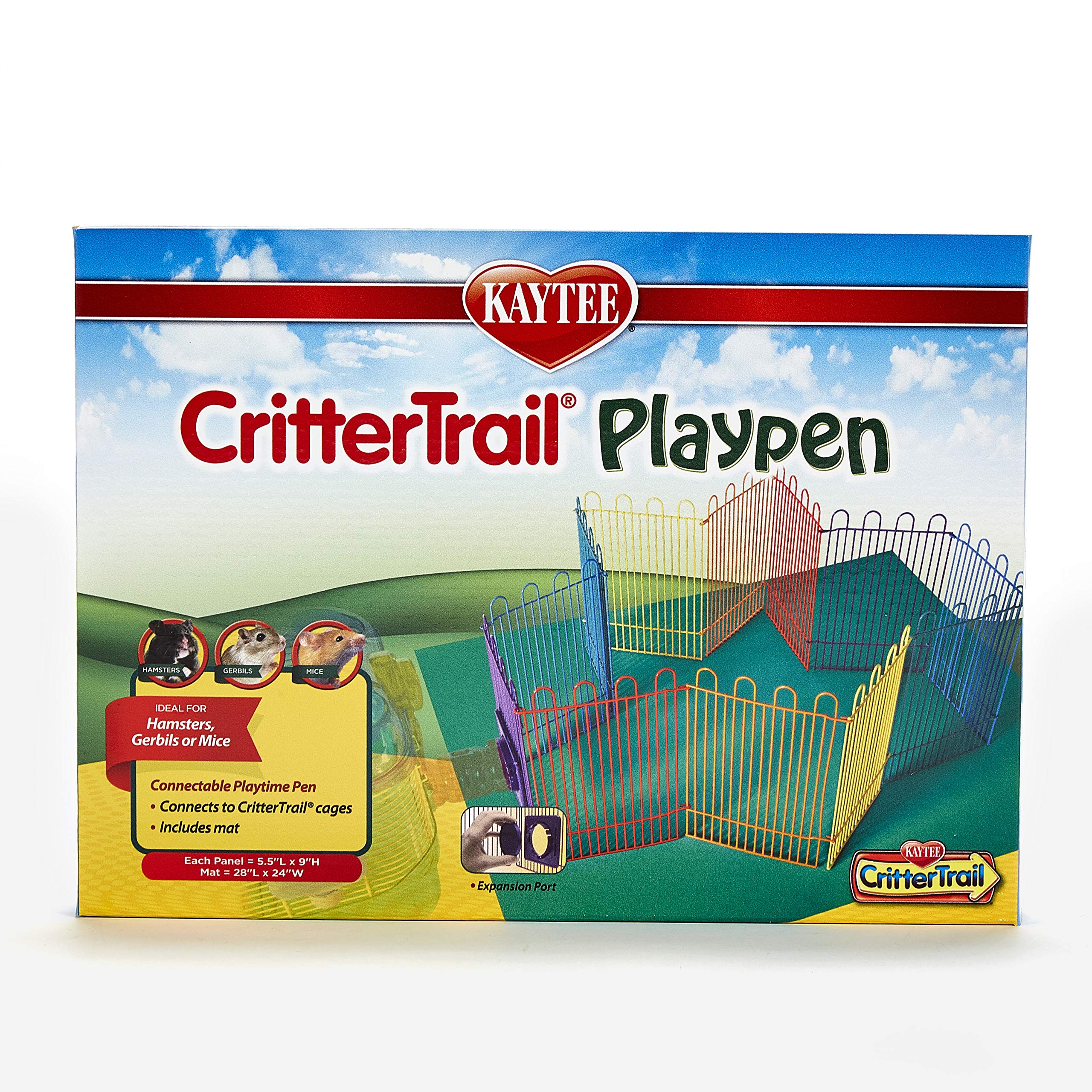Kaytee CritterTrail Playpen with Mat for Pet Gerbils, Hamsters or Mice,Blue