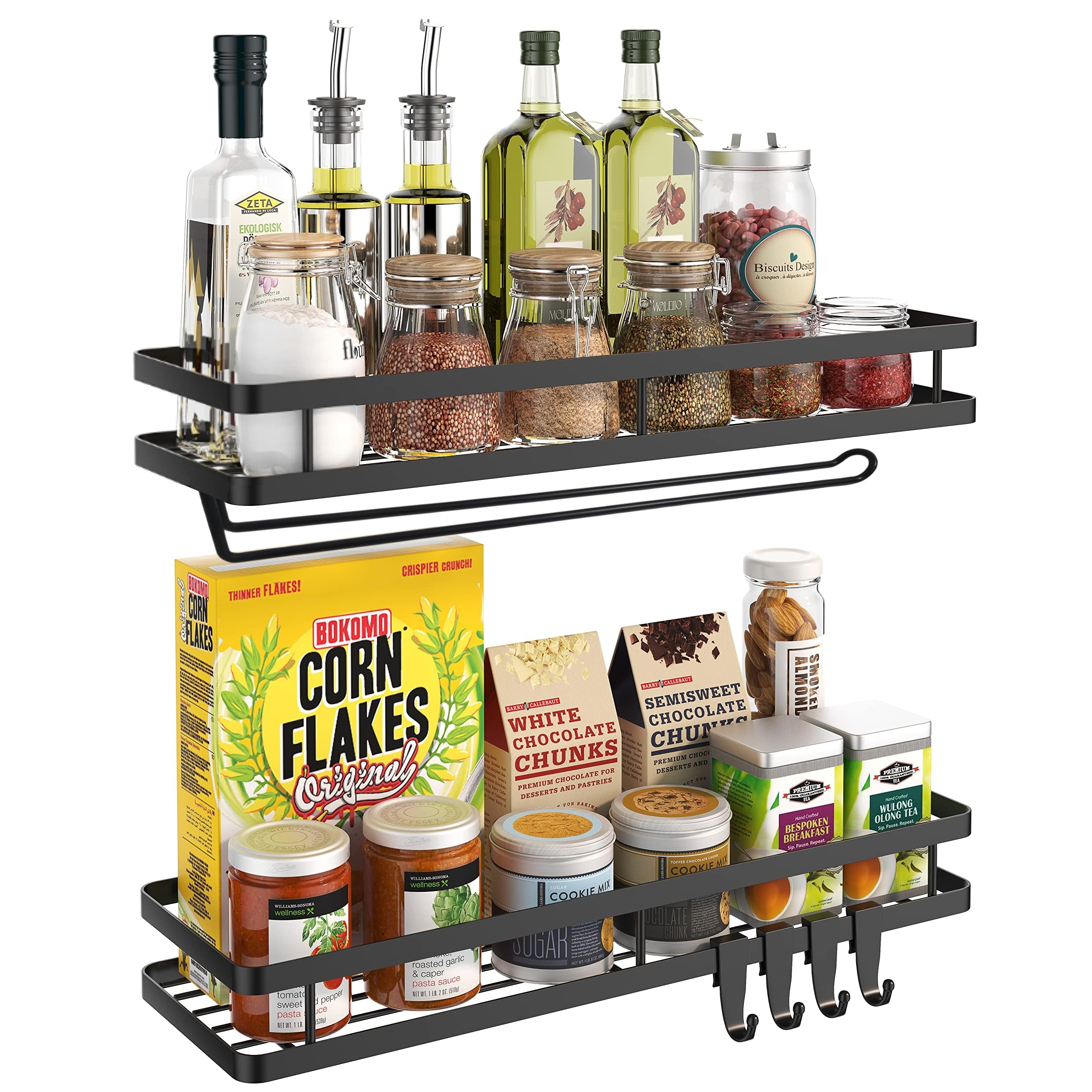 Photo 1 of ????? ???? Organizer ???? ?????- 15.7in 2Pack [Upgraded Version] Hanging Seasoning Organizer Shelf with Paper Towel Holder, Storage for Cabinet or Wall Mounted with 4 Strong Hooks