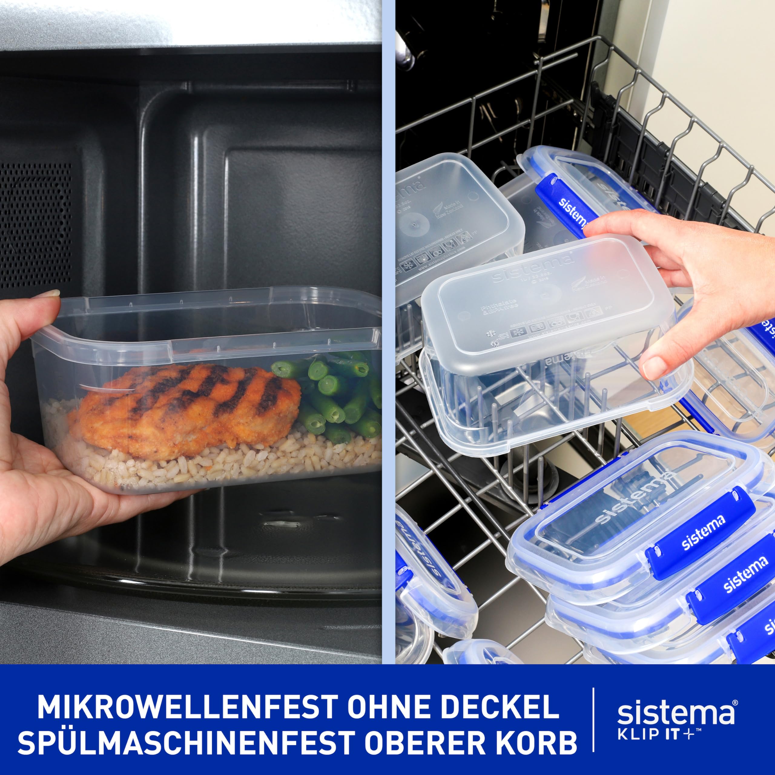 Sistema KLIP IT PLUS Frischhaltedosen-Set | 1 L | 4 luftdichte Behälter | Auslaufsicherer Verschluss | Einfache Verschlussclips | BPA-Frei 5