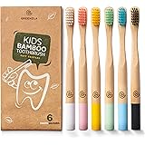 GREENZLA Kids Bamboo Toothbrushes (6 Pack) BPA Free Soft Bristles Eco-Friendly, Natural Toothbrush Set Biodegradable & Compos