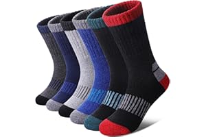 DOSKONI Kids Merino Wool Hiking Socks Boys Girls Toddlers Winter Warm Thick Thermal Cushion Crew Gift Socks 6 Pairs
