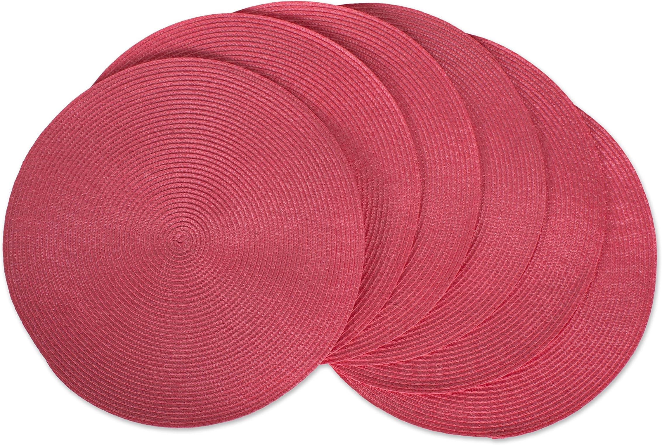 DII, Classic Round Placemats, Woven , Set of 6, 15" Diameter, Bubblegum