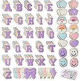 Funria 152pcs Embroidered Chenille Letter Patches for Backpacks Fabric Glitter Cute Self Adhesive Letter Patches Iron on Alphabet Stickers for Bags Decoration Stick on Hats Girls Clothing Jackets