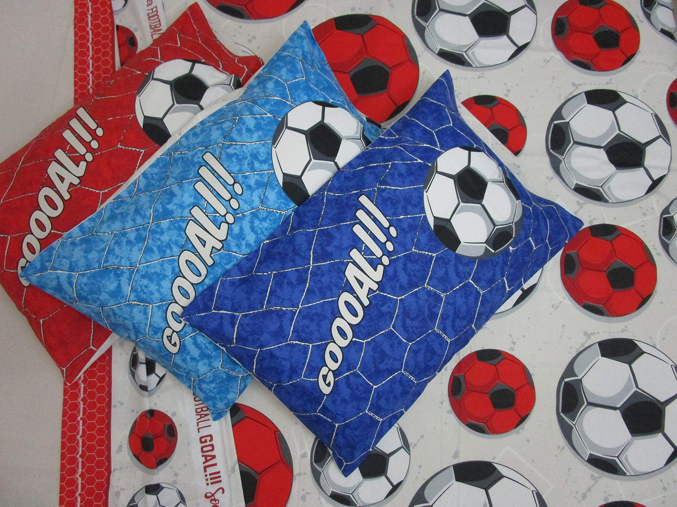 Pago Poco Complete Single Bed Design FOOTBALL TEAMS Red-Black-Light Blue-White Light Blue 100% Cotton In Natural Fiber MADE IN ITALY ..MAXI Sizes New 2021!!!! (White-Celestial)