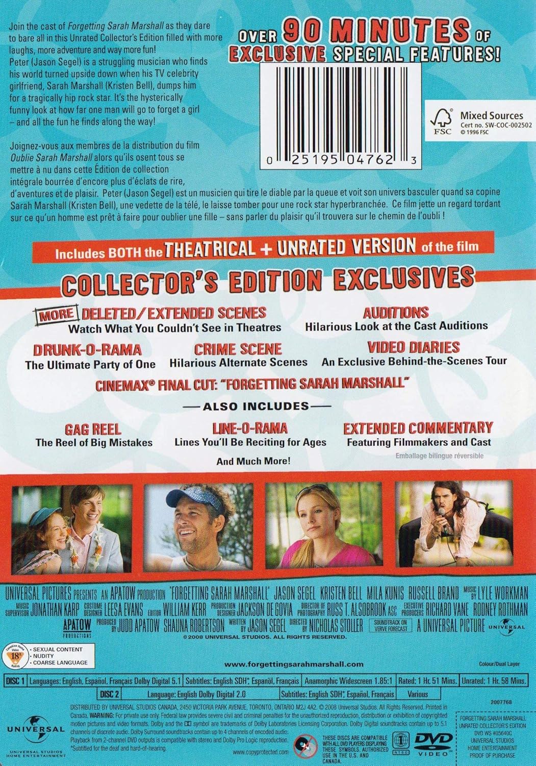 Amazon Com Forgetting Sarah Marshall Two Disc Unrated Collector S Edition William Baldwin Jason Bateman Mila Kunis Paul Rudd Jason Segel Billy Bush Russell Brand Kristen Bell Maria Thayer Jonah Hill Bill Hader Jack Mcbrayer