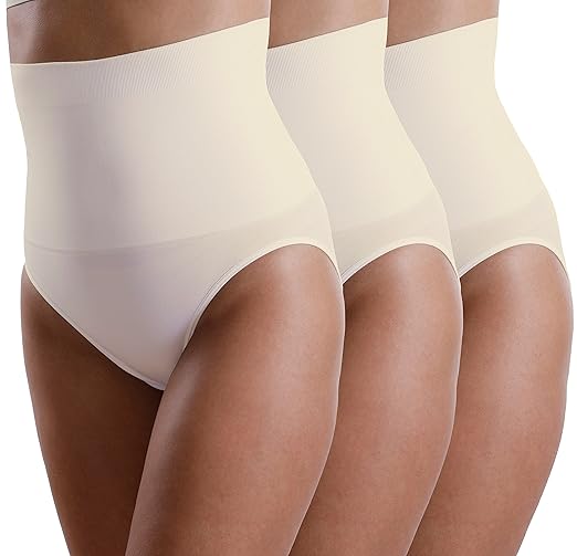 Yenita 3er Pack Damen Miederslip mit Bauchweg-Effekt, Figurformender Slip