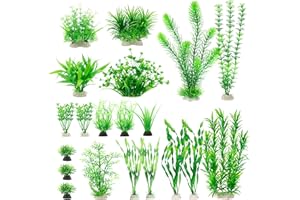 MyLifeUNIT Aquarium Plants, 20 Pack Artificial Fish Tank Plants for Aquarium Decorations (Green)