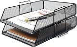 EXERZ Paper Sorter Tray Desk Organizer File Holder 2 Pack Black