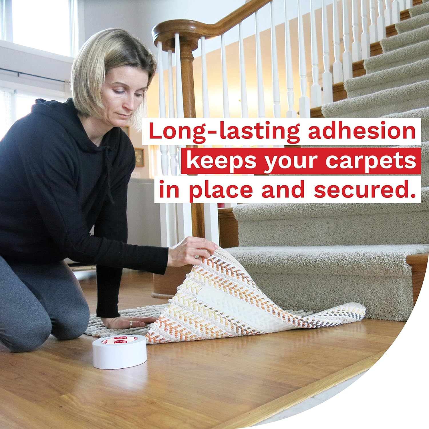 XFasten Double Sided Tape Carpet Tape, Removable, 2 Inches x 20 Yards (Single Roll) - - 