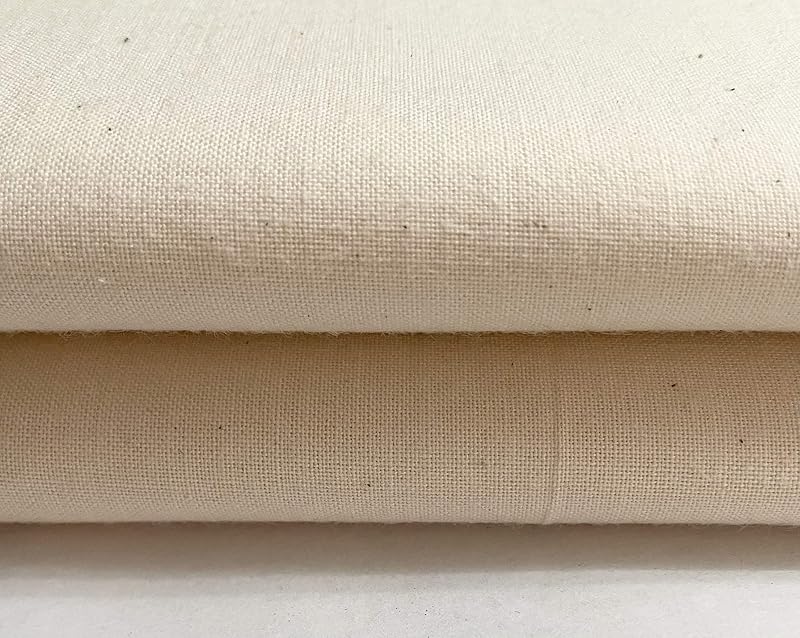 M & J 100% Cotton Calico Fabric Natural 160cm Wide 1m Medium Weight