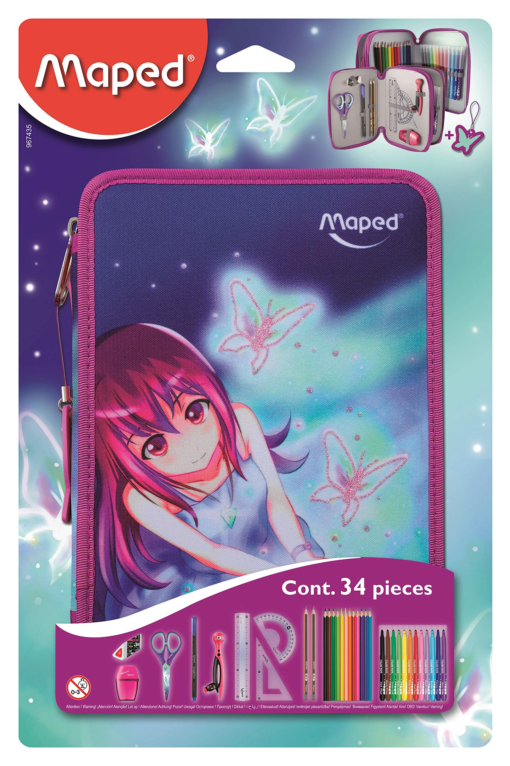 Maped 946016 - Double Pencil Case Butterfly