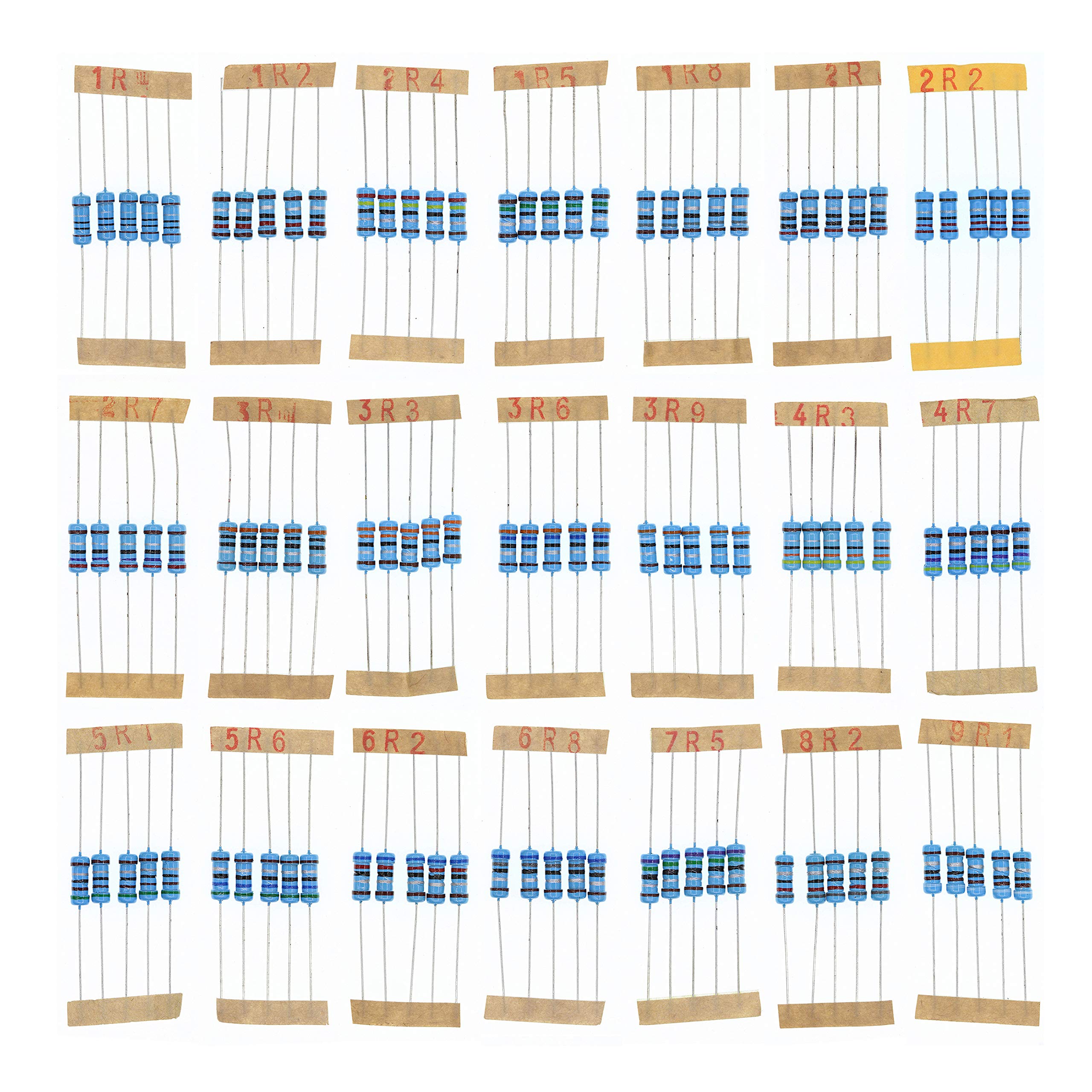 HUABAN 5PCS * 21 Values 1W 1 Watts 1.0 1.2 1.5 1.8 2.0 2.2 2.4 2.7 3.0 3.3 3.6 3.9 4.3 4.7 5.1 5.6 6.2 6.8 7.5 8.2 9.1 Ohm 1% Metal Film Resistor