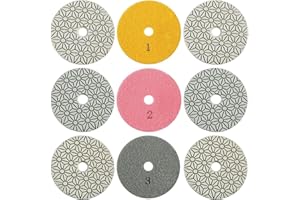 9 Pcs 4 in Polishing Pads Set, 3-Step, for Stone, Concrete, Angle Grinder Polishing, Wet/Dry Grinding, 100 Mm