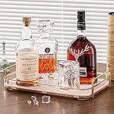 Coffee Bar Accessories, Station Organizers,Large Capacity Storage with Drain Board,Whisky Tray,Mug Tea Cup Holder Coffee Bar Organizer,Amber Gold