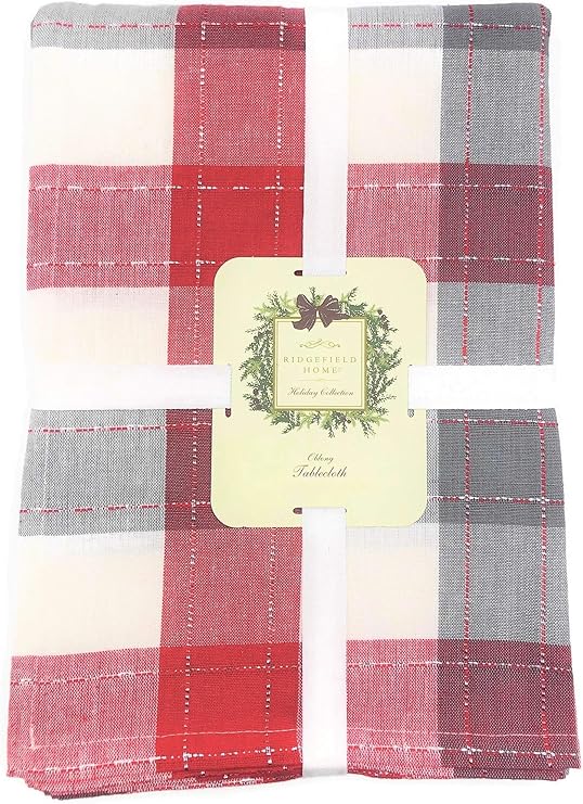 Ridgefield Home Holiday Collection Tablecloth, Red & Grey
