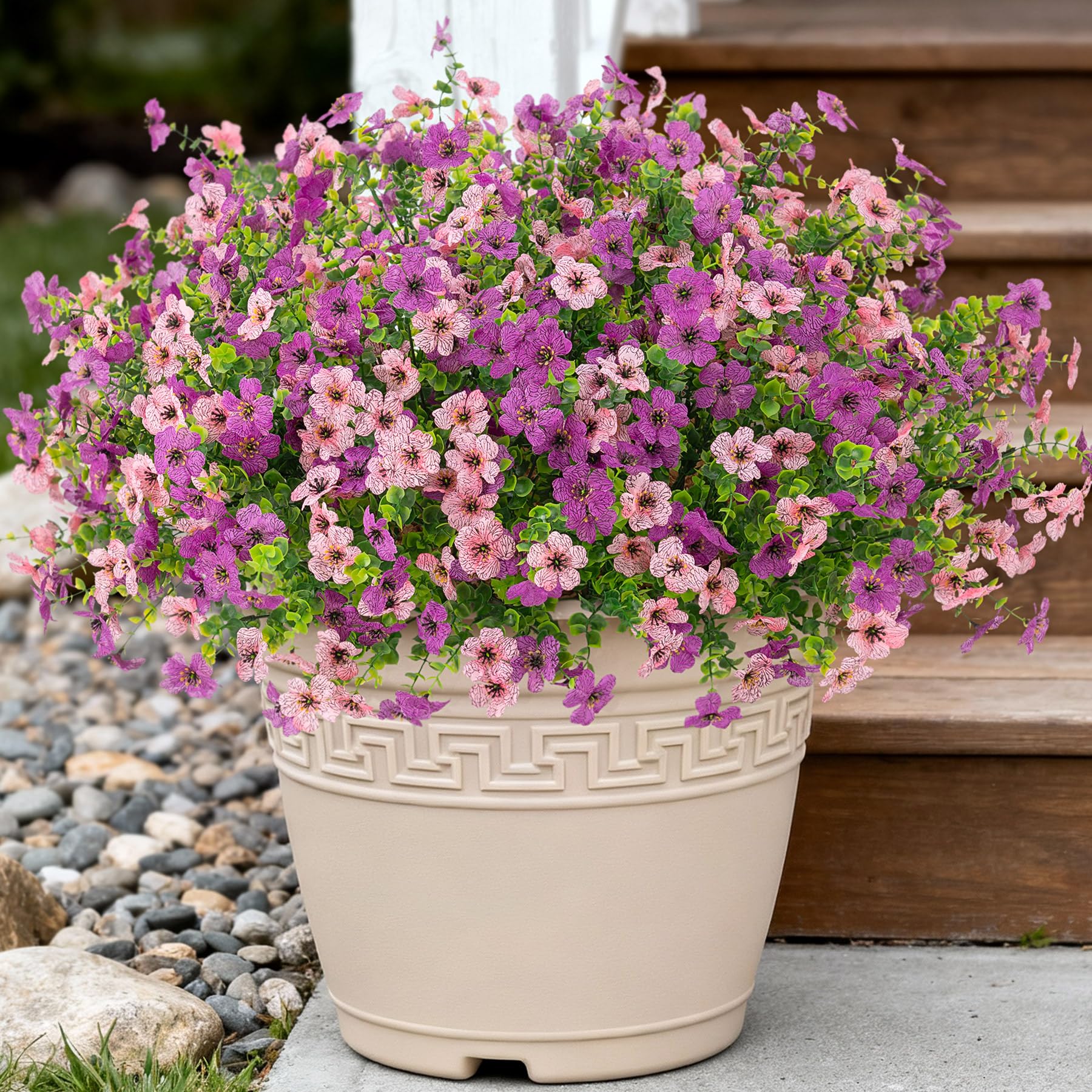 INXUGAO Artificial Fake Flowers Plants for Outdoor Spring Summer Decor, 12 Bundles Faux Silk Flowers for Outdoor Outside Planter Colorful Daisy UV Resistant Look Real for Front Door Porch Patio Yard
