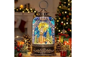 C&Y&G&X Musical Snow Globe Lantern Lighted Church with Nativity Scene Water Lantern in Swirling Glitter Christmas Home Decoration and Gift, Battery Operated or USB Powered