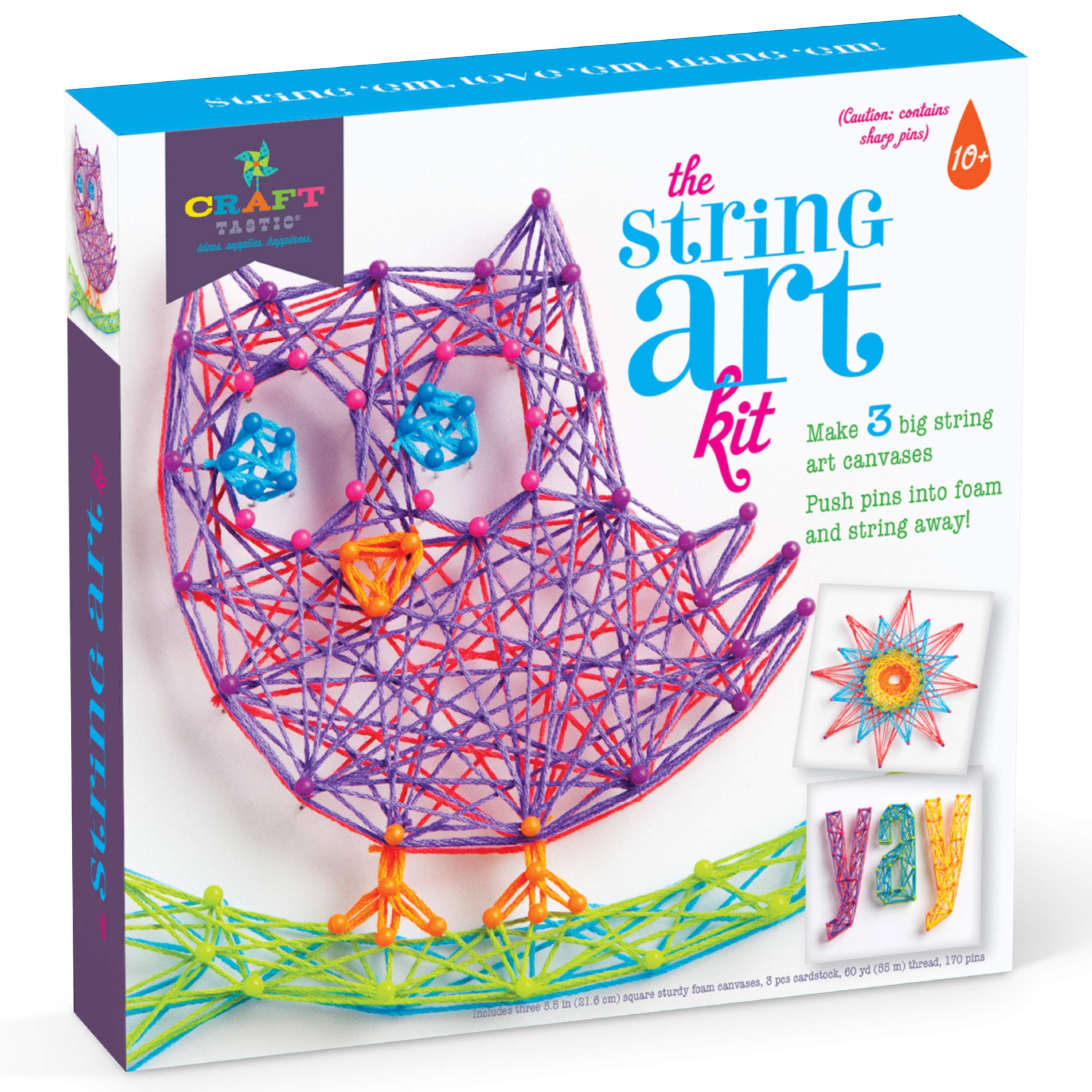 Photo 1 of Craft-tastic DIY String Art – Craft Kit for Kids – Everything Included for 3 Fun Arts & Crafts Projects – Owl Series, Large