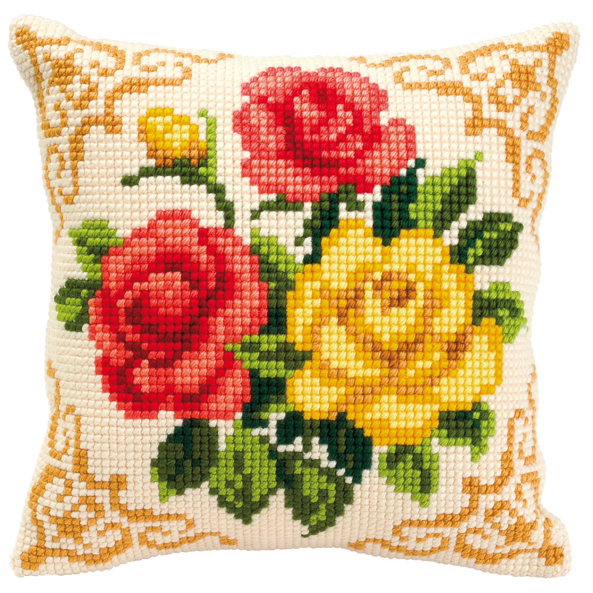 Vervaco Mixed Roses Cross Stitch Cushion, Multi-Colour — image 1