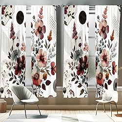 Ambesonne Floral Window Curtains Pack of 2, Mid