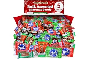 TABOOM Bulk Christmas Candy Chocolate Variety Pack - 5 Pound Approx. 250 Pieces Milk Chocolate Holiday Mix For Parties, Stocking Stuffers, Snacks & Treats Special Holiday Themed Candy