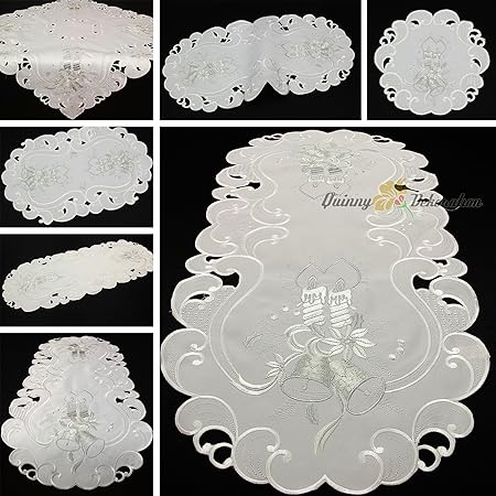 Centrotavola Natalizio Bianco.Tovaglia Runner Centrotavola Natalizio Bianco Con Candela Argento Ricamata Dimensioni A Scelta Poliestere Bianco 30 Cm Rund Amazon It Casa E Cucina
