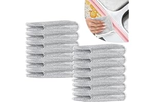 Yeria 2024 New Multipurpose Non-Scratch Wire Dishcloth, 10 Pack Soft Wire Dishwashing Rags Safe for Non-Stick Cookware, Scrubs & Cleans for Dishes, Sinks, Counters, Stove Tops