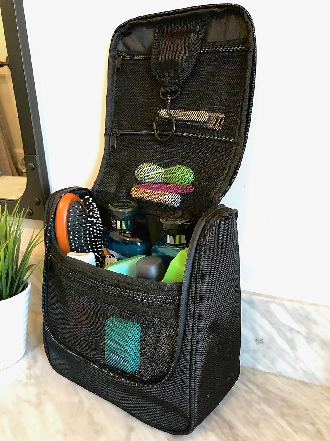 WAYFARER SUPPLY Toiletry Bag: Pack-it-flat Travel Toiletry Bag Fits Full Sized Travel Accessories, Black : Beauty