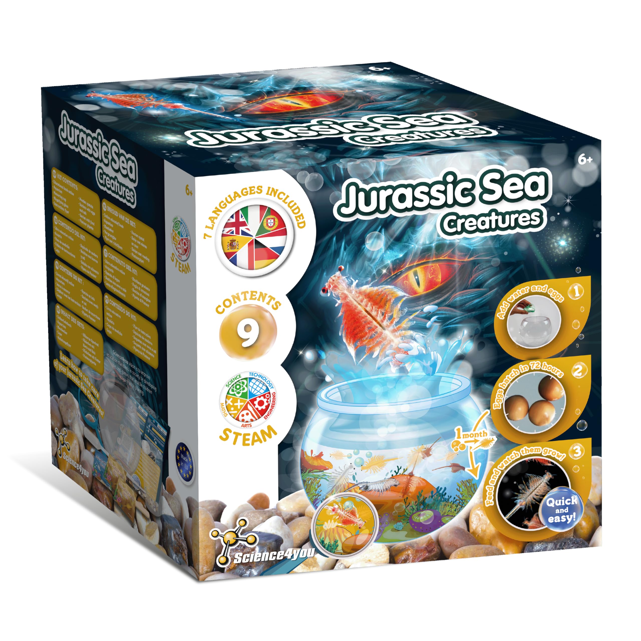 Science4you Jurassic Sea Creatures for Kids 6+ Years - Create an Ecosystem for Water Dragons Aquatic Living Animals with a Fish Tank for Kids, Toy for Children 5 6 7 8+ Years