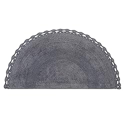 Half Circle Bohemian Bathroom Rug with Handwoven