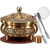 Small Brass Charcoal Incense Burner for Frankincense Resin, Incense Sticks for Home and Church Use – Decorative Bakhoor Brass Incense Burner Provides Clean Burning, Aroma and Spiritual Atmosphere