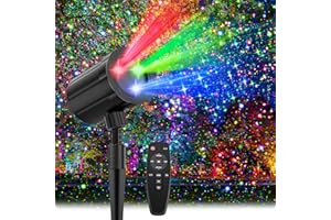 Christmas Projector Lights Outdoor, GUSODOR RGB 3 Colors Starry Sky Effects Projection Light with Remote & Timer, IP65 Waterproof Projector Lights for Indoor Outdoor Christmas Decorations