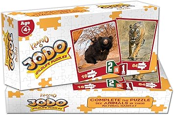 Kaadoo Jodo - Tiger (64 Pieces) with Sloth Bear (16 Pieces) - 2-in-1 Puzzle Game