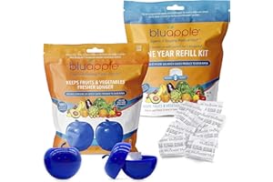 Bluapple Classic Produce Saver 15-Month Bundle, Vegetable & Fruit Fresh Produce Protector, Ethylene Gas Absorber, Food Freshness Extender, Fresh Fruit Preserver, Vegetable Saver, USA-Made BPA-Free