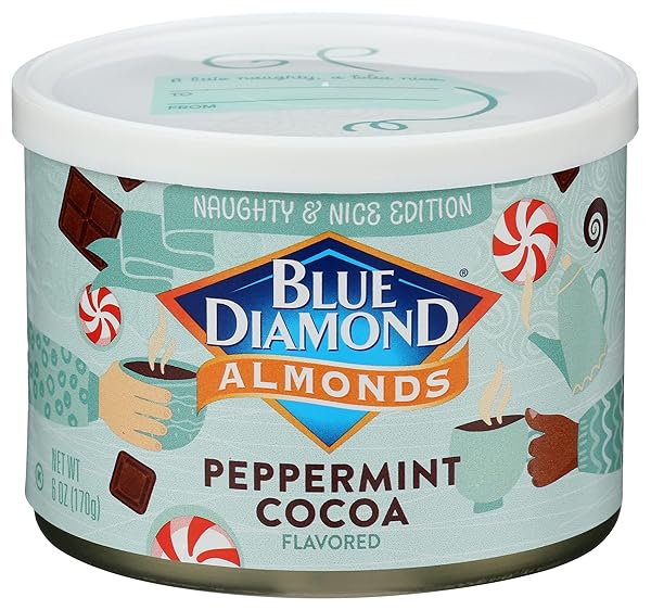 BLUE DIAMOND ALMONDS, PEPPERMINT COCOA HOLIDAY SNACK NUTS,...