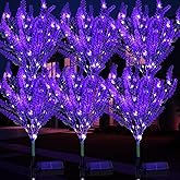 6 Pack Lavender Solar Garden Lights – Outdoor Waterproof Solar Flowers with LED, Solar Powered Garden Décor for Pathway, Yard, Patio, Lawn, Halloween & Seasonal Decoratio