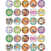 30 x Edible Cupcake Toppers Themed of Happy Birthday Collection of Edible Cake Decorations | Uncut Edible on Wafer Sheet