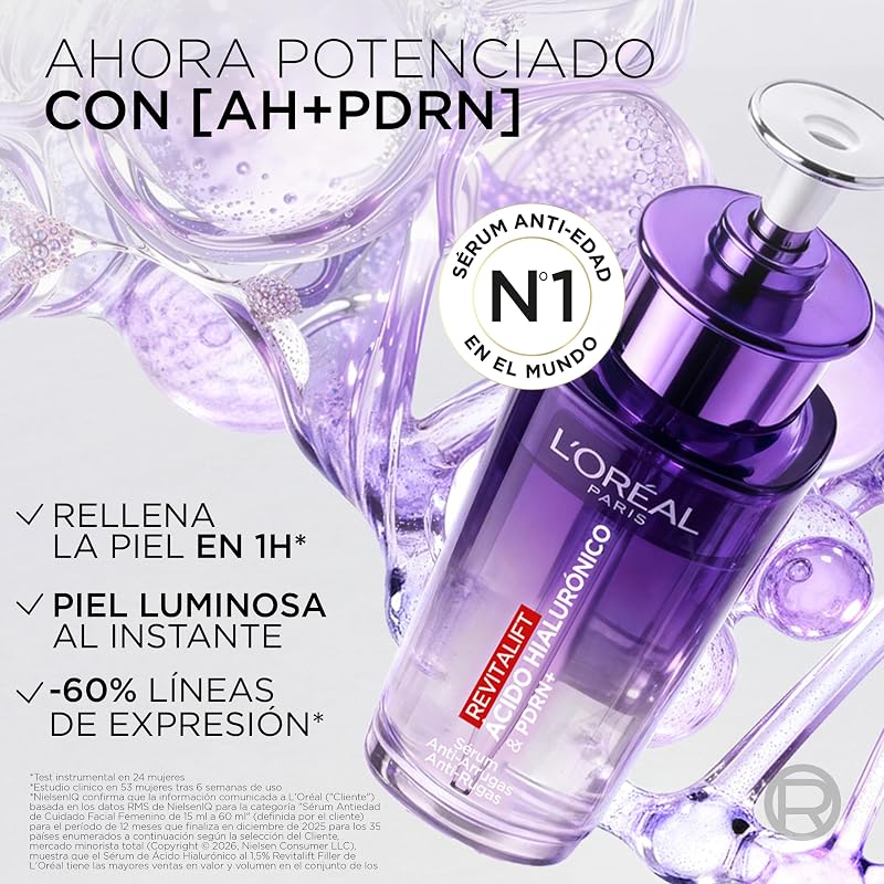 Revitalift Filler Sérum Facial Ácido Hialurónico y PDRN vegano, 30ml