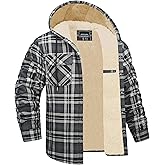 EKLENTSON Mens Winter Jacket Sherpa Lined Flannel Shirt Heavy Warm Coat Fleece Casual Button Down Cotton Plaid Hoodies