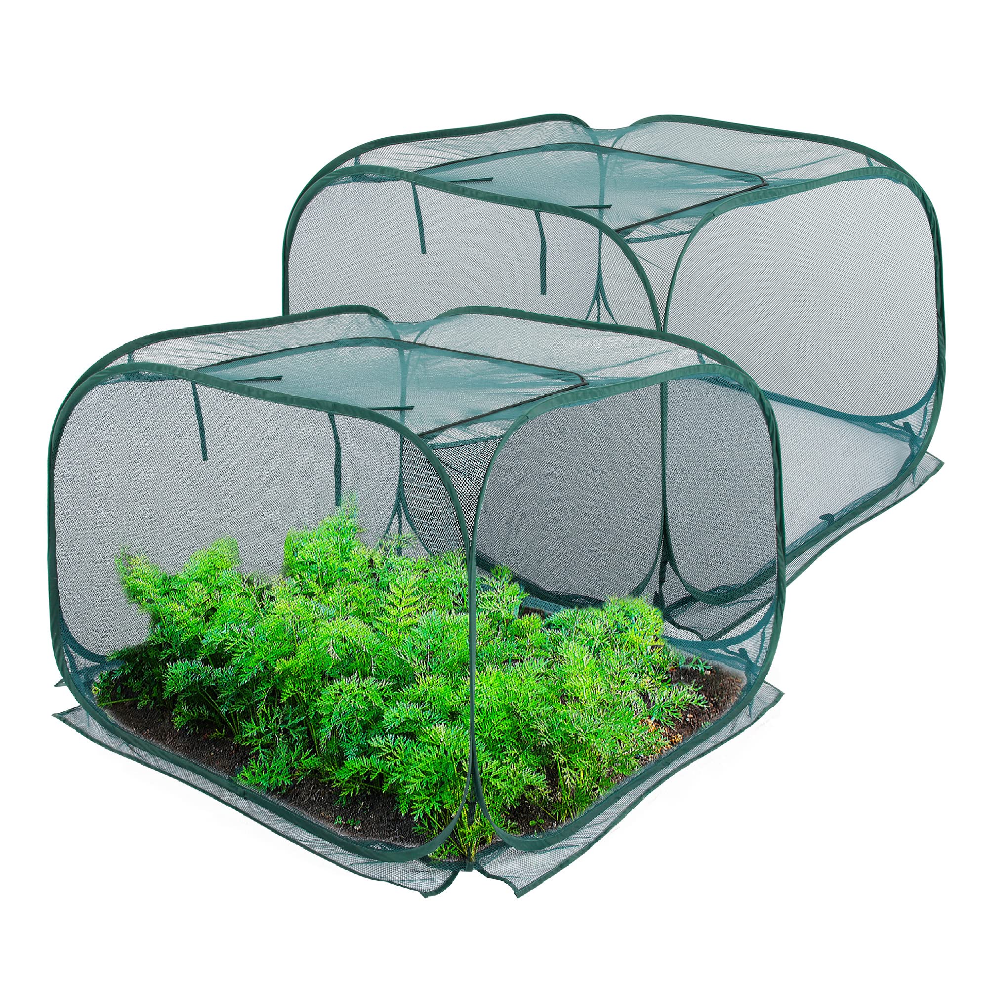 Photo 1 of ANC POP 2 Pack Pop Up Mesh Plant Cover, Plant Protector for Raised Garden & Flower Bed, Net Cage Plant Guard for Fruits, Vegetables, Seedlings and Herbs, 8 Ground Stakes for Fixing.