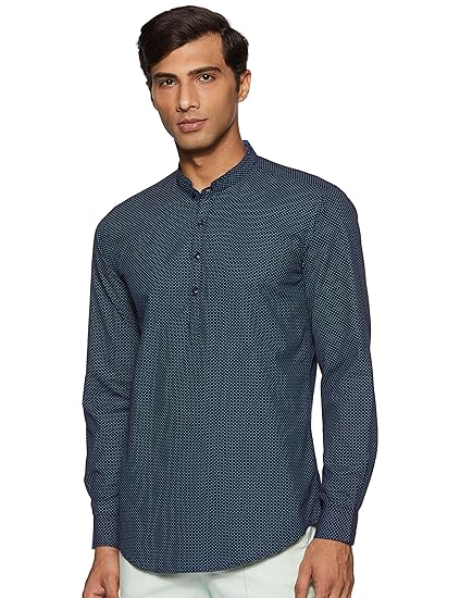 Men's Cotton Indo Western Kurta (ICMSF09SC14L01-48_ Navy_ Large)
