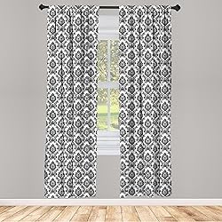 Lunarable Damask Window Curtains, Antique Classic